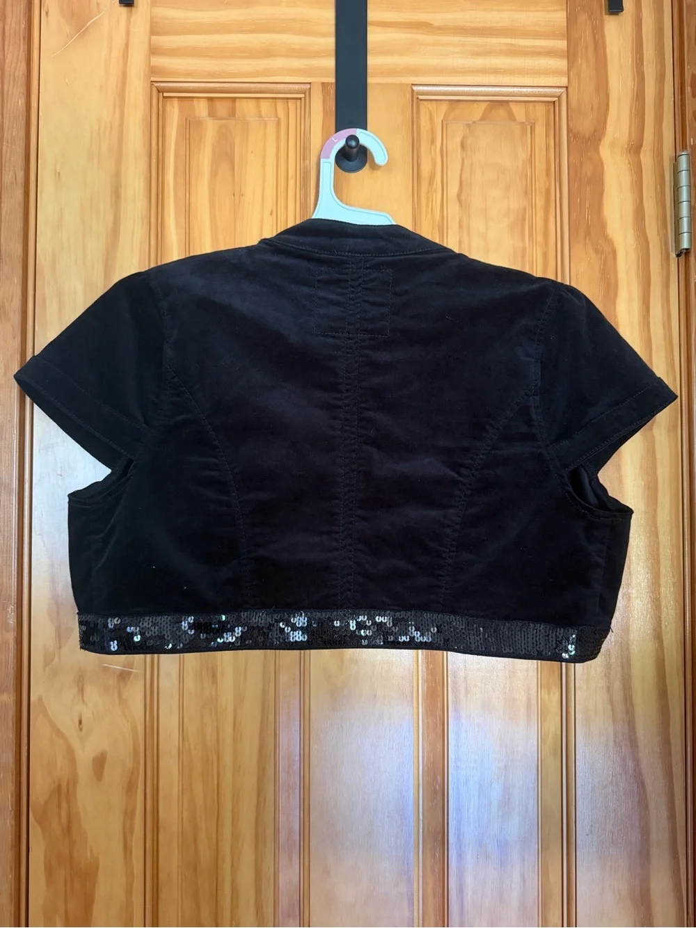 Justice Black Velvet Sequin Cropped Bolero Jacket Size 16